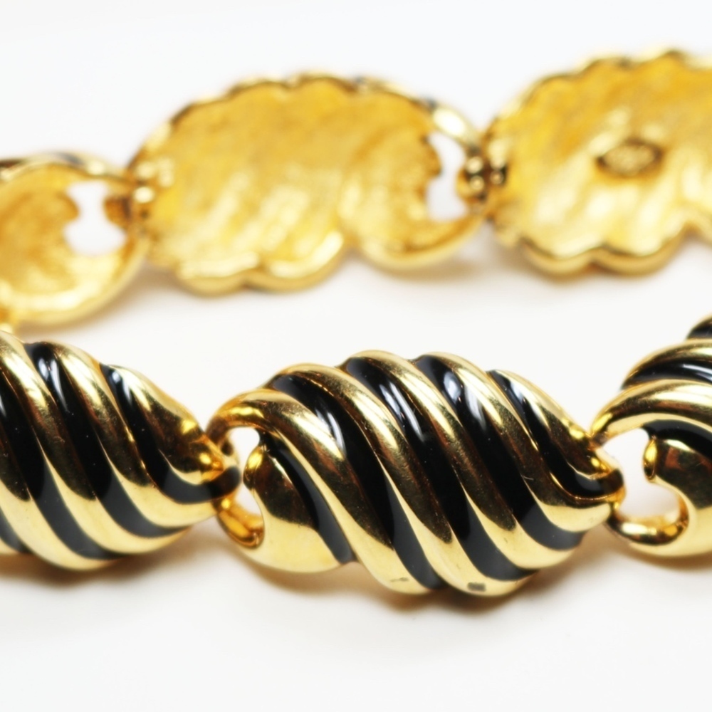 JOAN RIVERS BRACELET *signed* Gold & Black Enamel - Picture 2 of 8